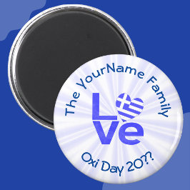 Imán Amo azul de la bandera del corazón de Grecia perso