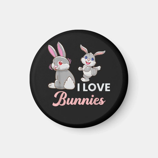 Imán Amo conejitos divertido día de Pascua conejo (Frente)