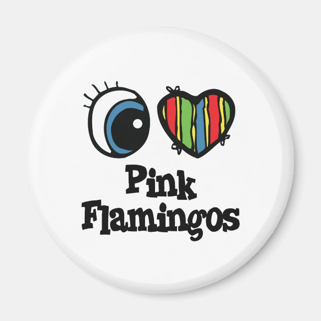 Imán Amo (Corazón) Flamencos Rosas (Frente)