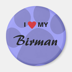 Imán Amo (corazón) mi Birman Pawprint