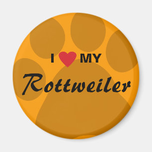 Imán Amo (corazón) mi Rottweiler Pawprint