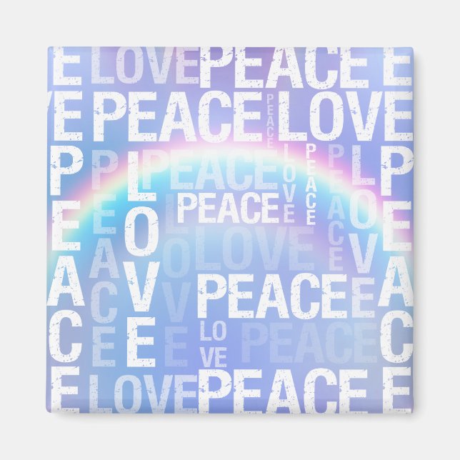 Imán Amo de paz blanco arco iris púrpura (Frente)