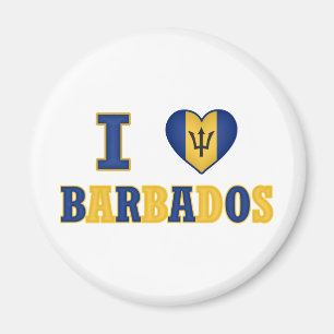 Imán Amo diseño de la bandera del corazón de Barbados