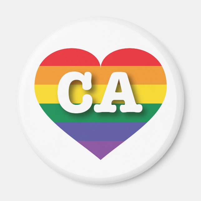 Imán Amo el corazón arcoiris de California (Frente)