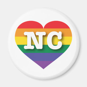 Imán Amo el corazón arcoiris de Carolina del Norte