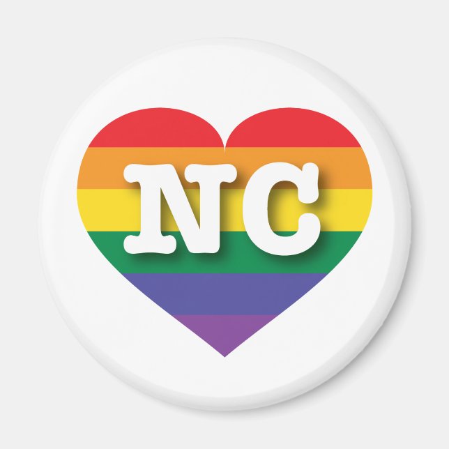Imán Amo el corazón arcoiris de Carolina del Norte (Frente)