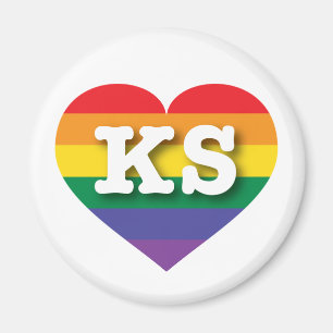 Imán Amo el corazón arcoiris de Kansas
