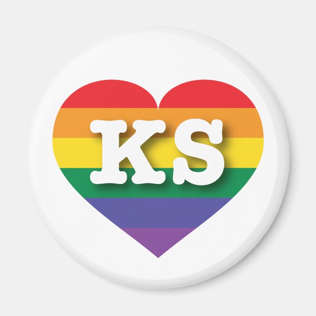 Imán Amo el corazón arcoiris de Kansas (Frente)