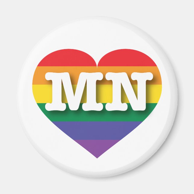 Imán Amo el corazón arcoiris de Minnesota (Frente)