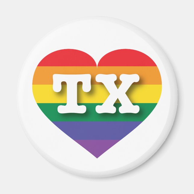 Imán Amo el corazón arcoiris de Texas (Frente)