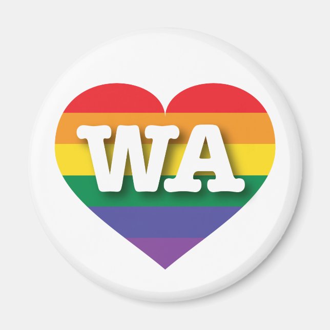 Imán Amo el corazón arcoiris del estado de Washington (Frente)