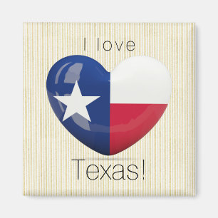 Imán Amo el corte cardíaco de la bandera de Texas