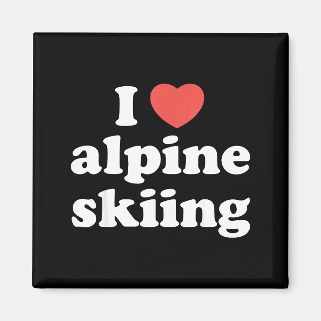 Imán Amo el esquí alpino de corazón  (Frente)