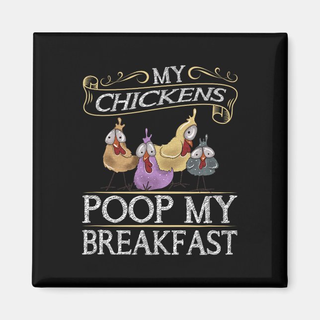 Imán Amo el pollo Pollinan mi desayuno Pollos Granja (Frente)