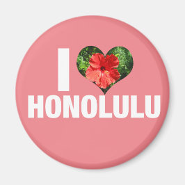 Imán Amo Honolulu Hawaii Hibiscus Flower Pink