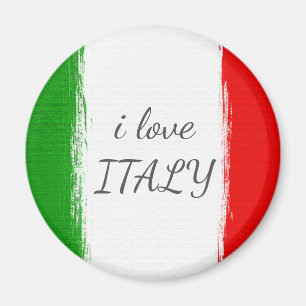 Imán Amo Italia. Bandera de Italia.