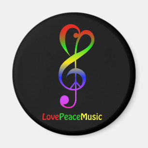 Imán Amo la música de paz hippie trepe clef