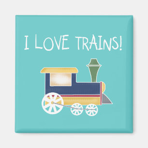 Imán Amo las camisetas y los regalos de los trenes