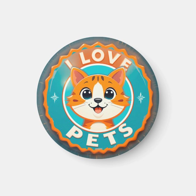 Imán Amo las mascotas gato lindo (Frente)