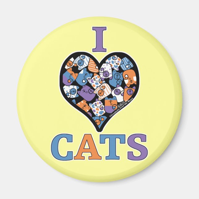 Imán Amo los gatos - Corazón de Collage (Frente)