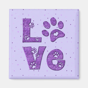 Imán Amo los gatos - púrpura