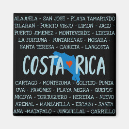 Imán Amo los nombres de mapas de ciudades de Costa Rica
