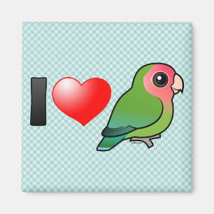 Imán Amo Lovebirds Melocotón-hechos frente