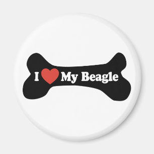 Imán Amo Mi Beagle - Hueso de perro