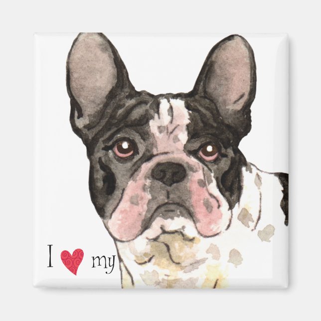Imán Amo mi Bulldog francés (Frente)