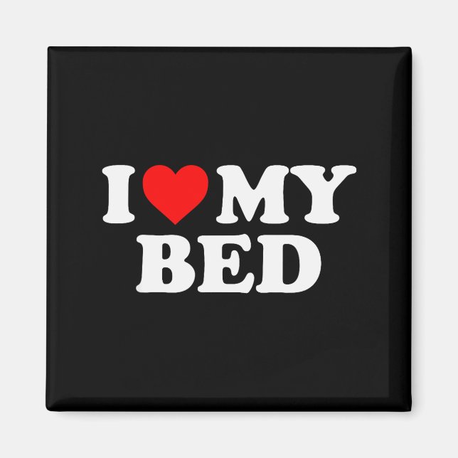 Imán Amo mi cama - Corazón Rojo (Frente)