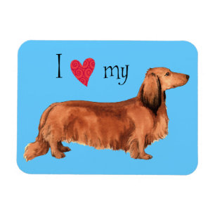 Imán Amo mi Dachshund de pelo largo