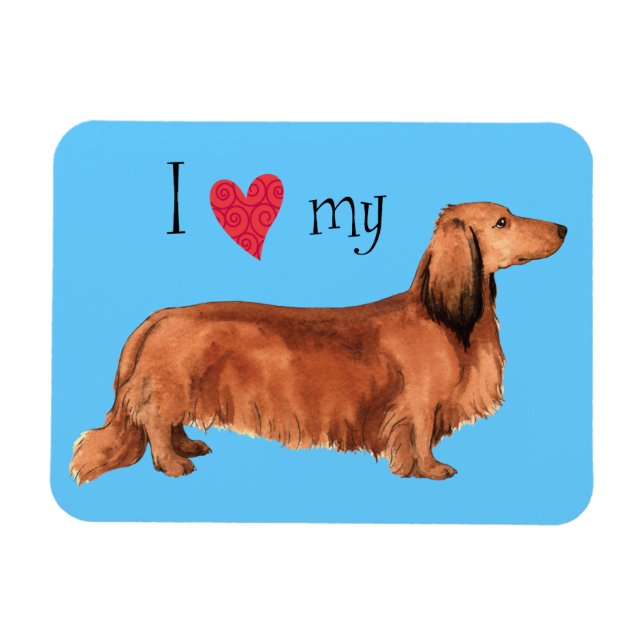 Imán Amo mi duradero Dachshund (Horizontal)