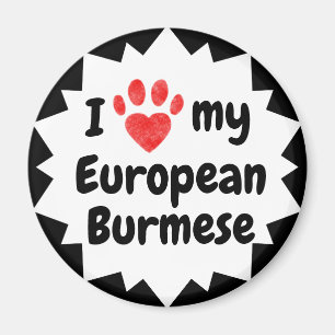 Imán Amo mi gato birmano europeo