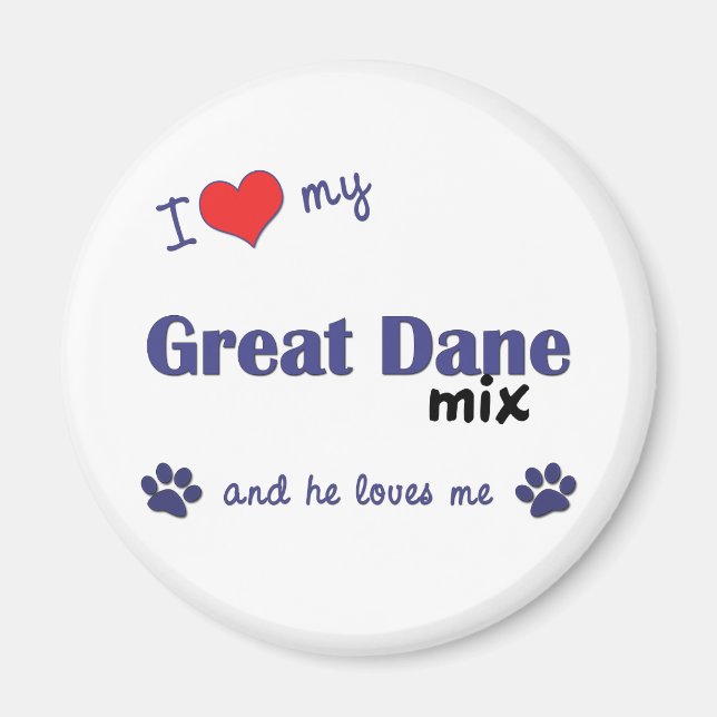 Imán Amo Mi Gran Mezcla de Danés (Perro Masculino) (Frente)