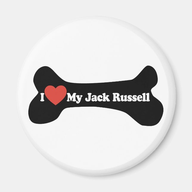 Imán Amo Mi Jack Russell - Hueso de perro (Frente)