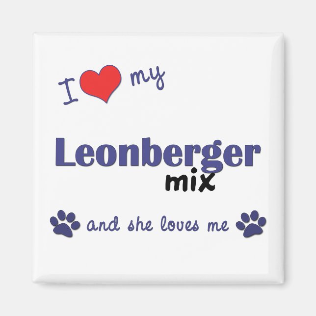Imán Amo Mi Leonberger Mix (Perro Femenino) (Frente)