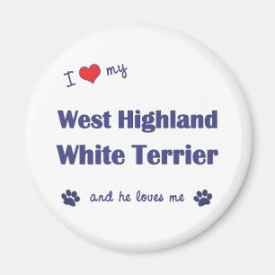 Imán Amo mi montaña Terrier blanco del oeste (el perro