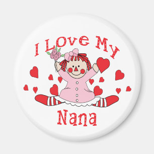 Imán Amo mi muñeca y corazones de trapo de Nana
