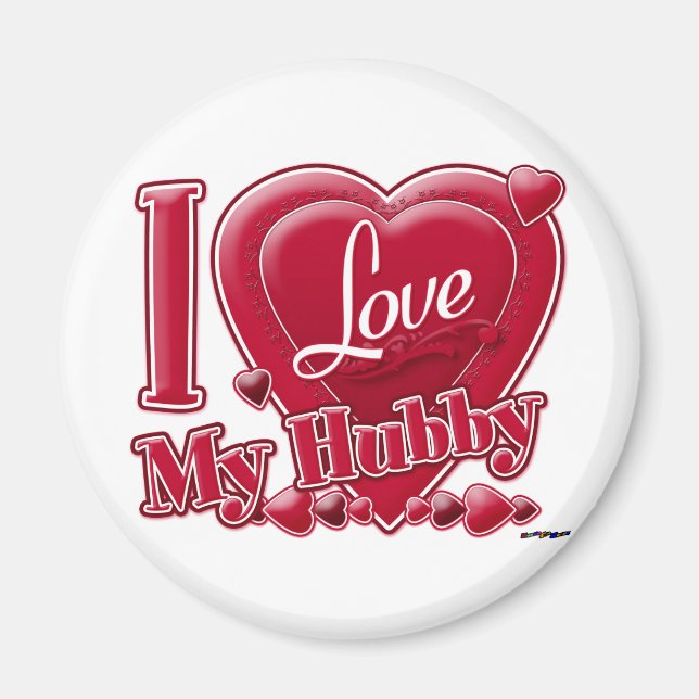 Imán Amo mi rojo hubby - corazón (Frente)