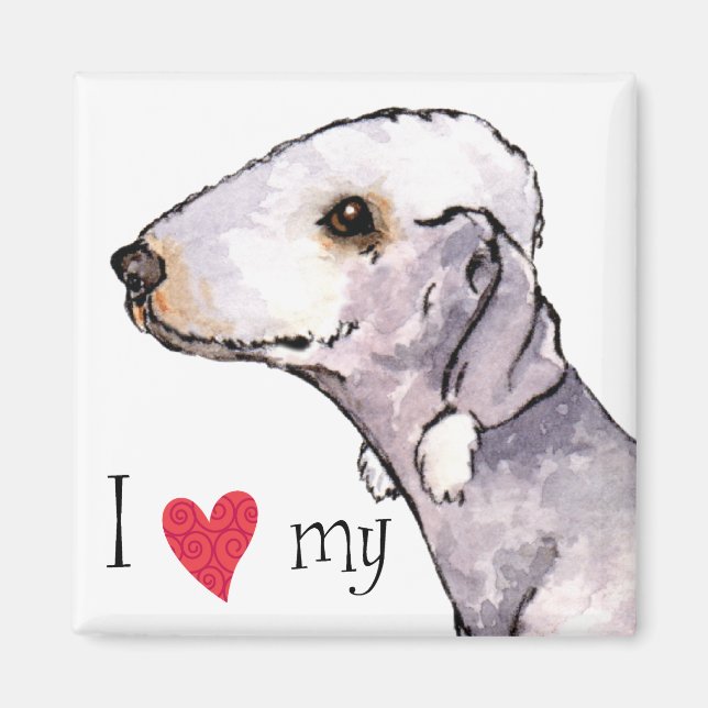 Imán Amo mi Terrier Bedlington (Frente)