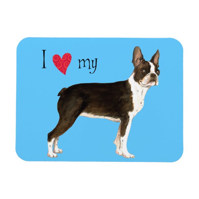 Imán Amo mi Terrier de Boston (Horizontal)