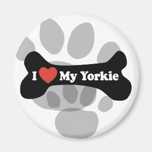 Imán Amo mi Yorkie - hueso de perro