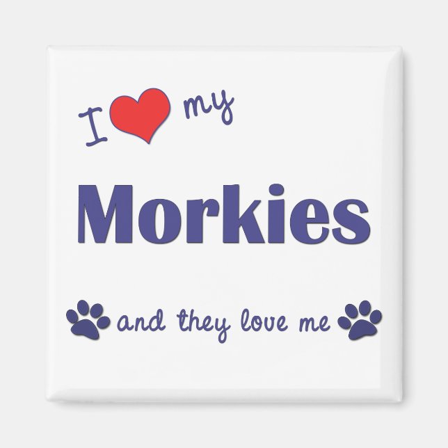 Imán Amo Mis Morkies (Múltiples Perros) (Frente)