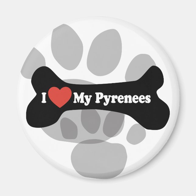 Imán Amo mis Pirineos - Hueso de perro (Frente)