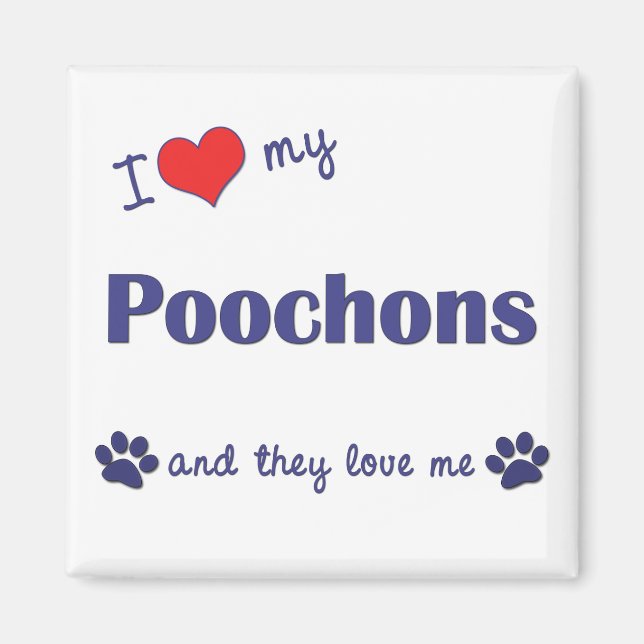Imán Amo Mis Poochones (Múltiples Perros) (Frente)