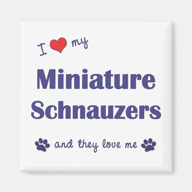 Imán Amo Mis Schnauzers en miniatura (múltiples perros) (Frente)