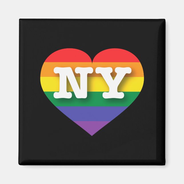 Imán Amo Nueva York Corazón Arcoíris _1 (Frente)