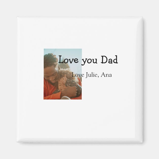 Imán Amo papá padre día agregar nombre de foto simple (Frente)