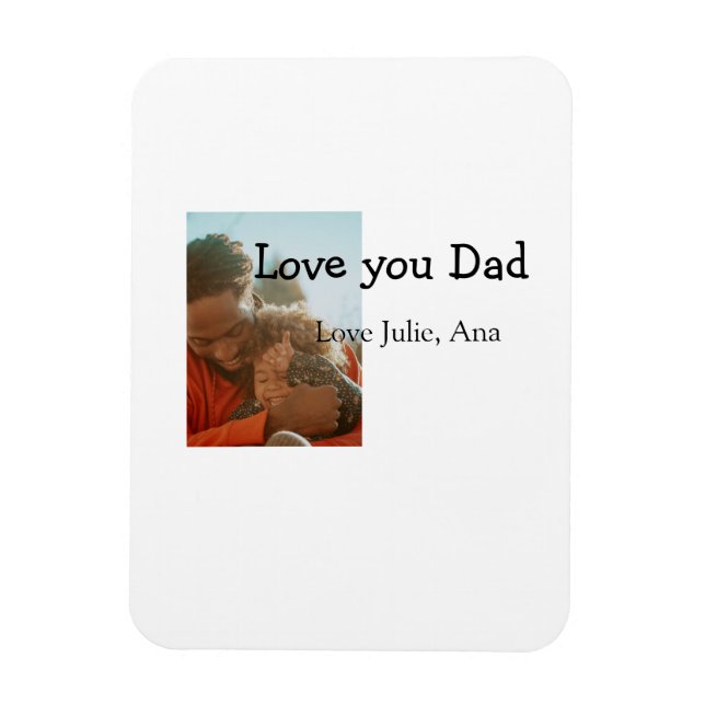 Imán Amo papá padre día agregar nombre de foto simple (Vertical)