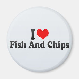 Imán Amo pescado frito con patatas fritas